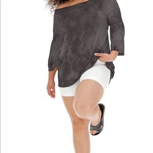 Plus size- black tye dye- off the shoulder tunic